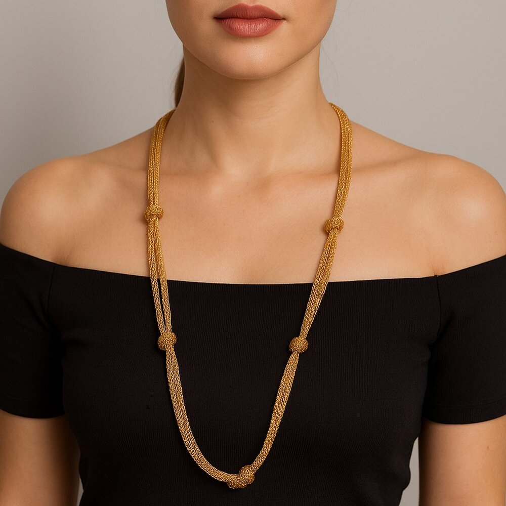 NWT Erica Lyons‎ Gold Tone Knotted Multi Layer Cable Chain Necklace